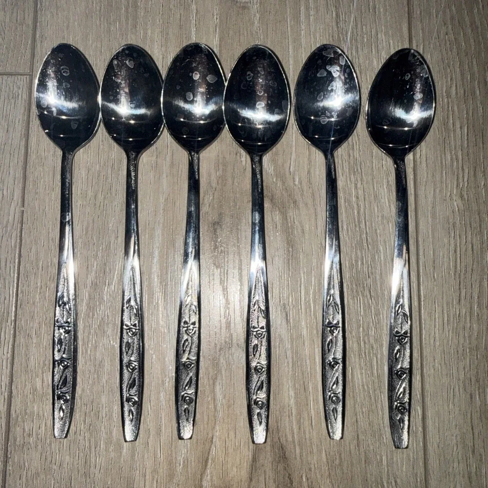 Ekco Eterna ROSE COTILLION 11 Iced Tea Spoons Stainless Steel Flatware Taiwan
